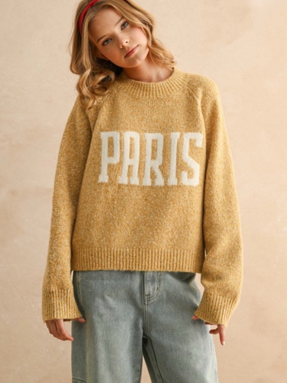 Paris Graphic Crewneck Sweater - Mustard